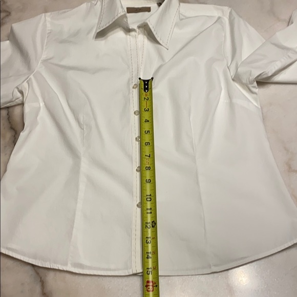i.e. White Button-Up Blouse w/Cuff Sleeves  -14 - Picture 14 of 14